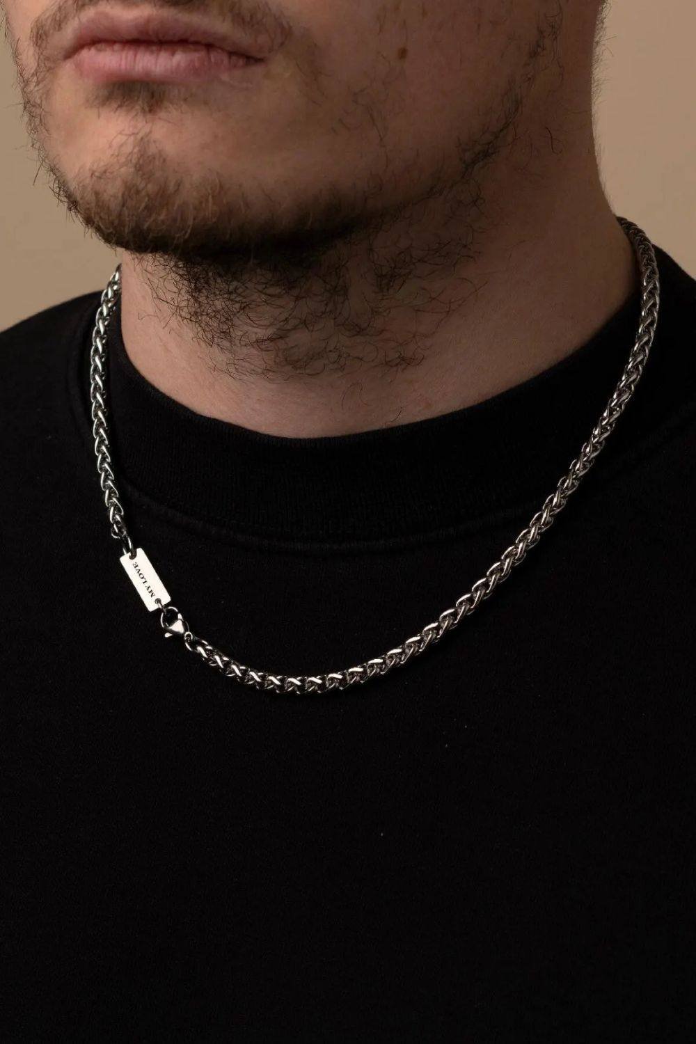 Outrage London Outrage London Men's Mens Silver Personalised Wheat Chain Necklace - 3