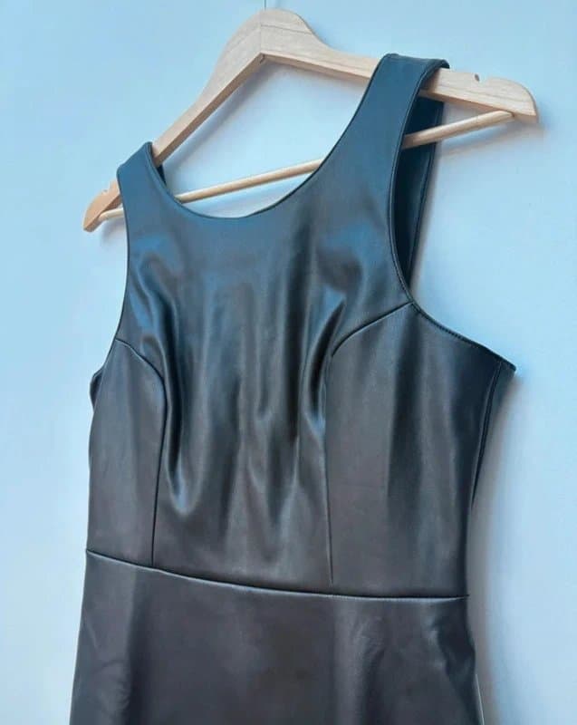 Never Fully Dressed Never Fully Dressed Black Vegan Leather Pinafore A-Line Dress UK 10 BNWT