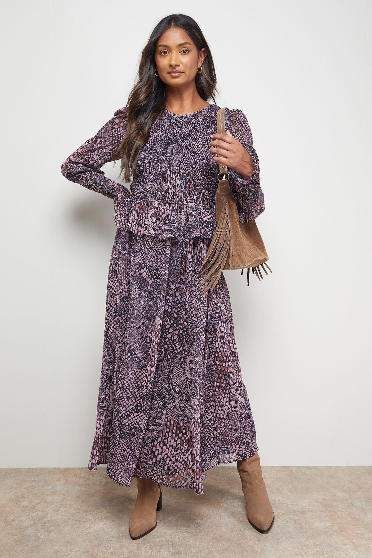 Oasis Oasis Women's Western Shirred Bodice Long Sleeve Dress - 1
