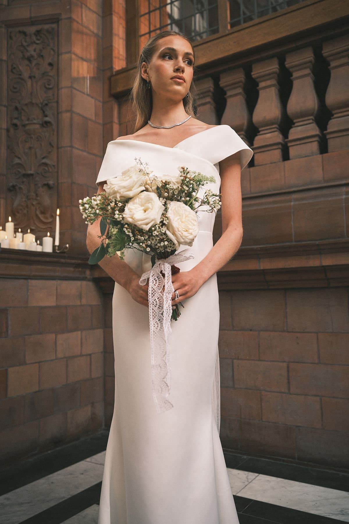 Coast Coast Women's Bardot Bow Back Fishtail Wedding Dress in Ivory