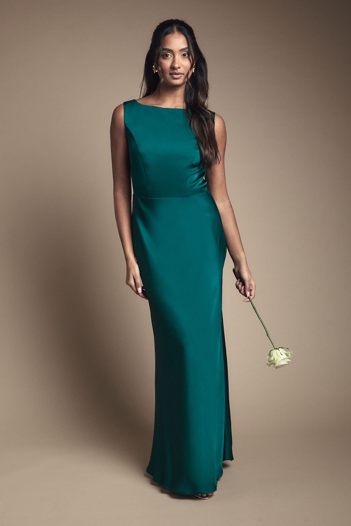 Coast Coast Women's Sleeveless Satin Bridesmaid Dress in Emerald - 2