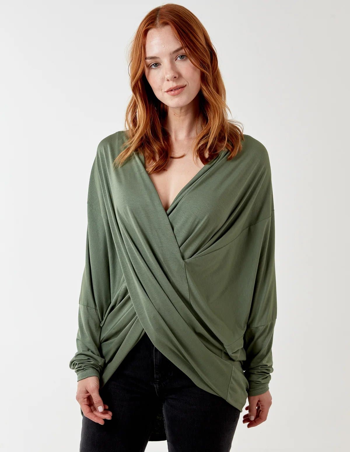 Blue Vanilla Asymmetric Drape Front Top