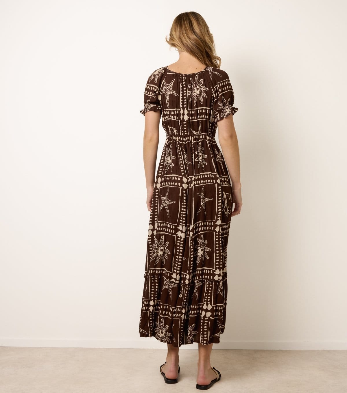 Blue Vanilla Women's Dark Brown Starfish Print Tie Front Maxi Dress Blue Vanilla New Look - 4