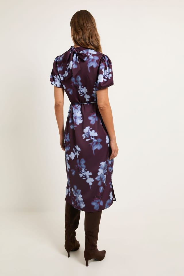Wallis Wallis Women's Floral Satin Midi Dress in Brown - 3