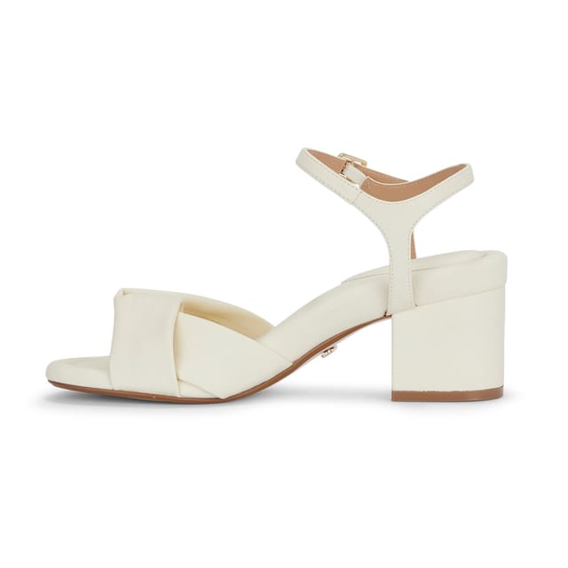 MALOW LONDON MALOW LONDON Women's Bella Heeled Sandals Buckle Strap PU Open Toe Block Heel Shoes in Cream - 2