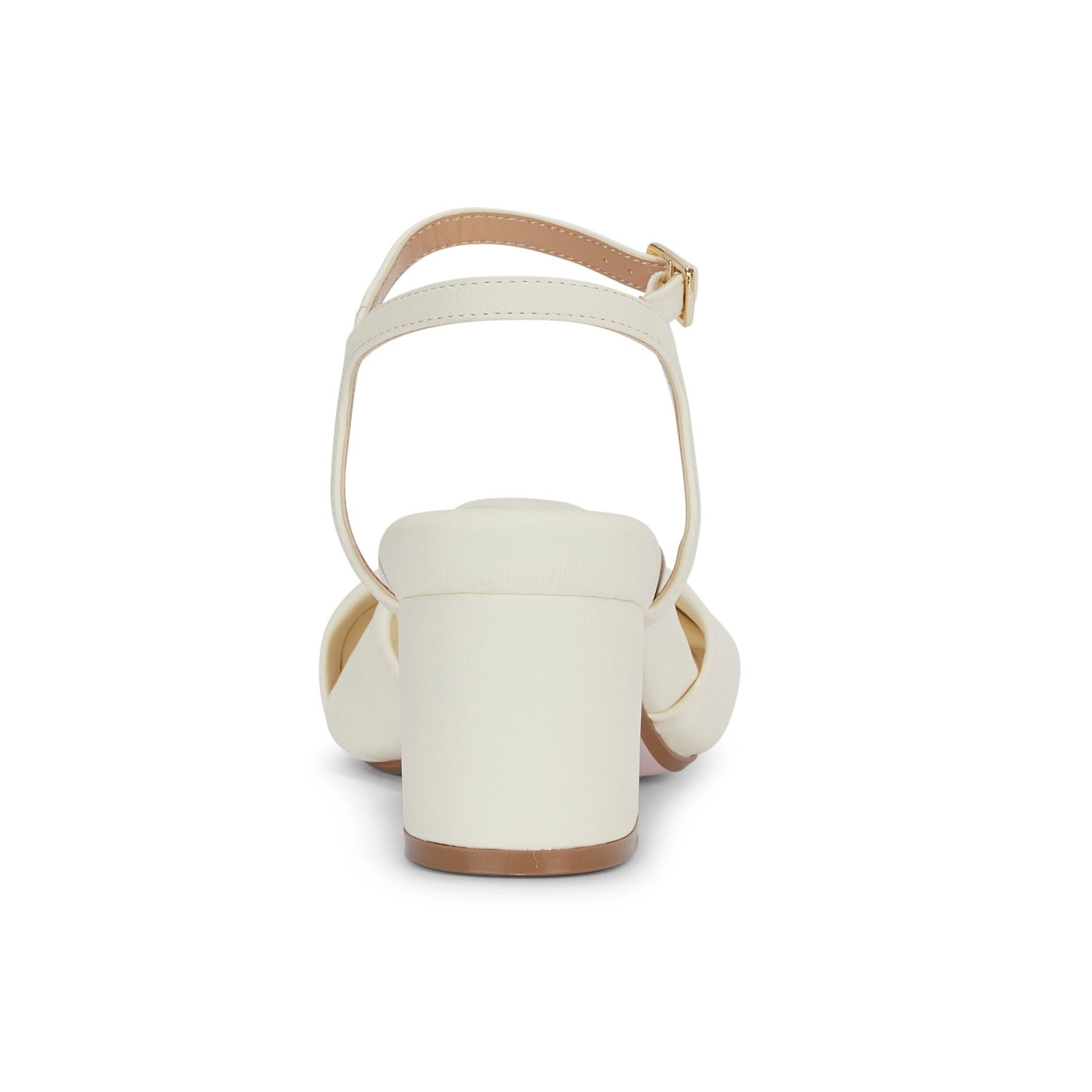 MALOW LONDON MALOW LONDON Women's Bella Heeled Sandals Buckle Strap PU Open Toe Block Heel Shoes in Cream - 4