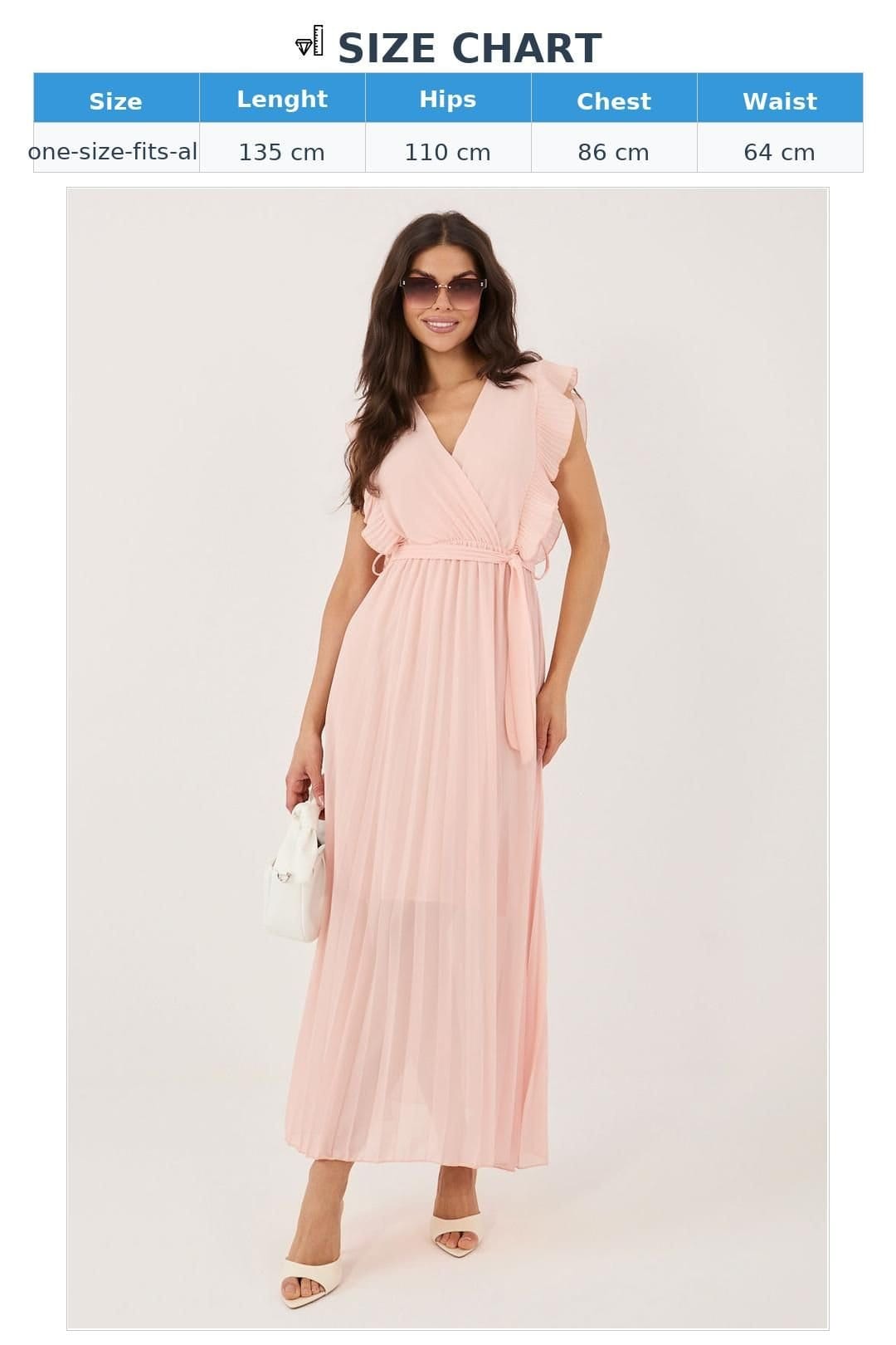 Love Lace Love Lace Women's Flared Midi Wrap Tie Waist Dress with Ruffles in Pink - 4