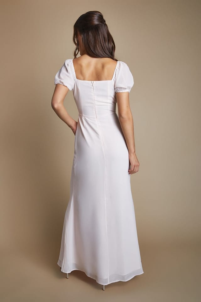 Oasis Oasis Women's Rose Angel Sleeve Wrap Bodice Chiffon Bridesmaid Maxi Dress - 3