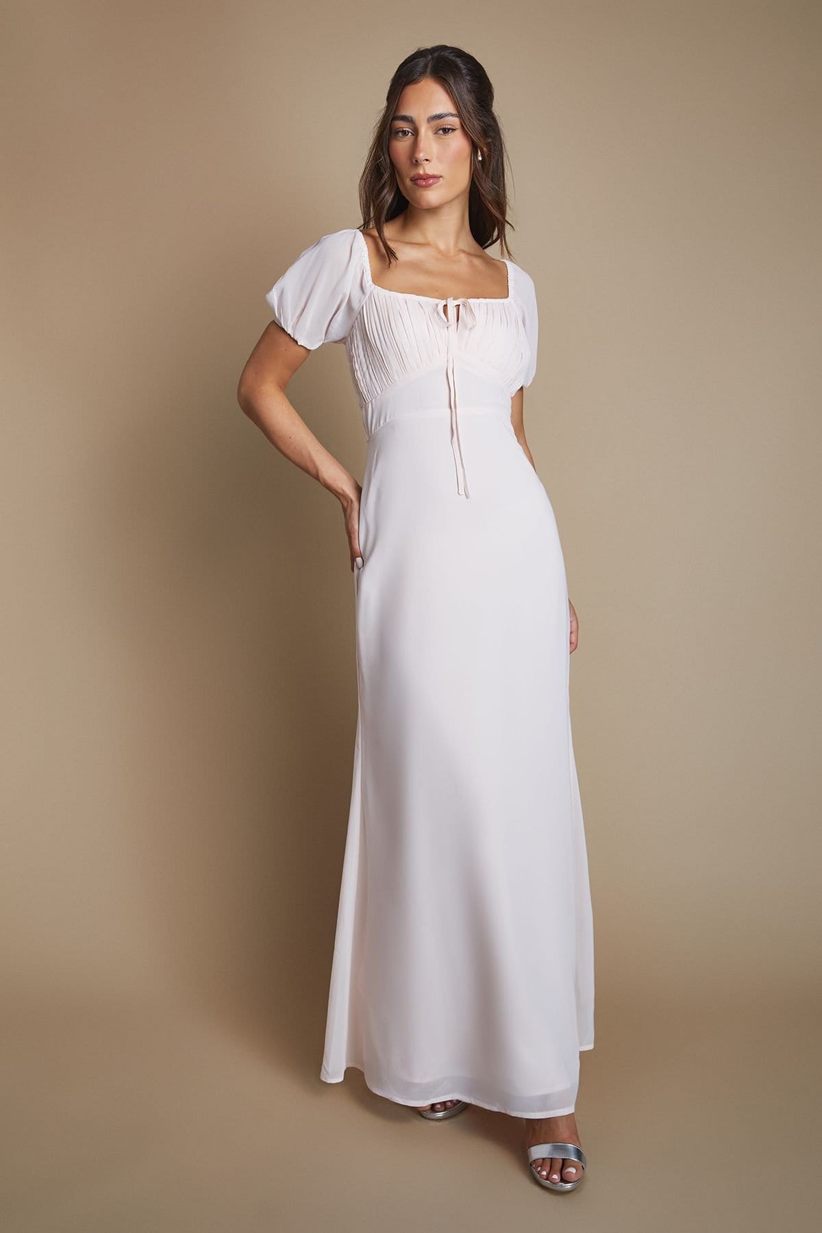 Oasis Oasis Women's Rose Angel Sleeve Wrap Bodice Chiffon Bridesmaid Maxi Dress - 4