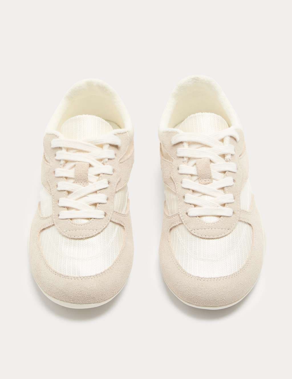 Marks & Spencer M&S Leather Mix Side Detail Retro Runner Trainers White