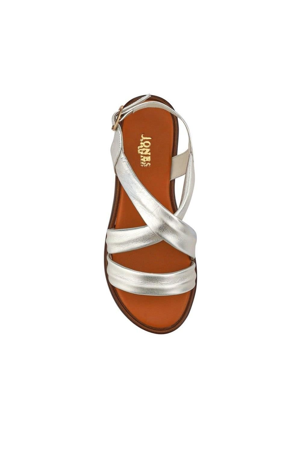 Jones Bootmaker Jones Bootmaker Women's Haliwide Leather Wide-Fitting Sandals in Metallic Silver - 4