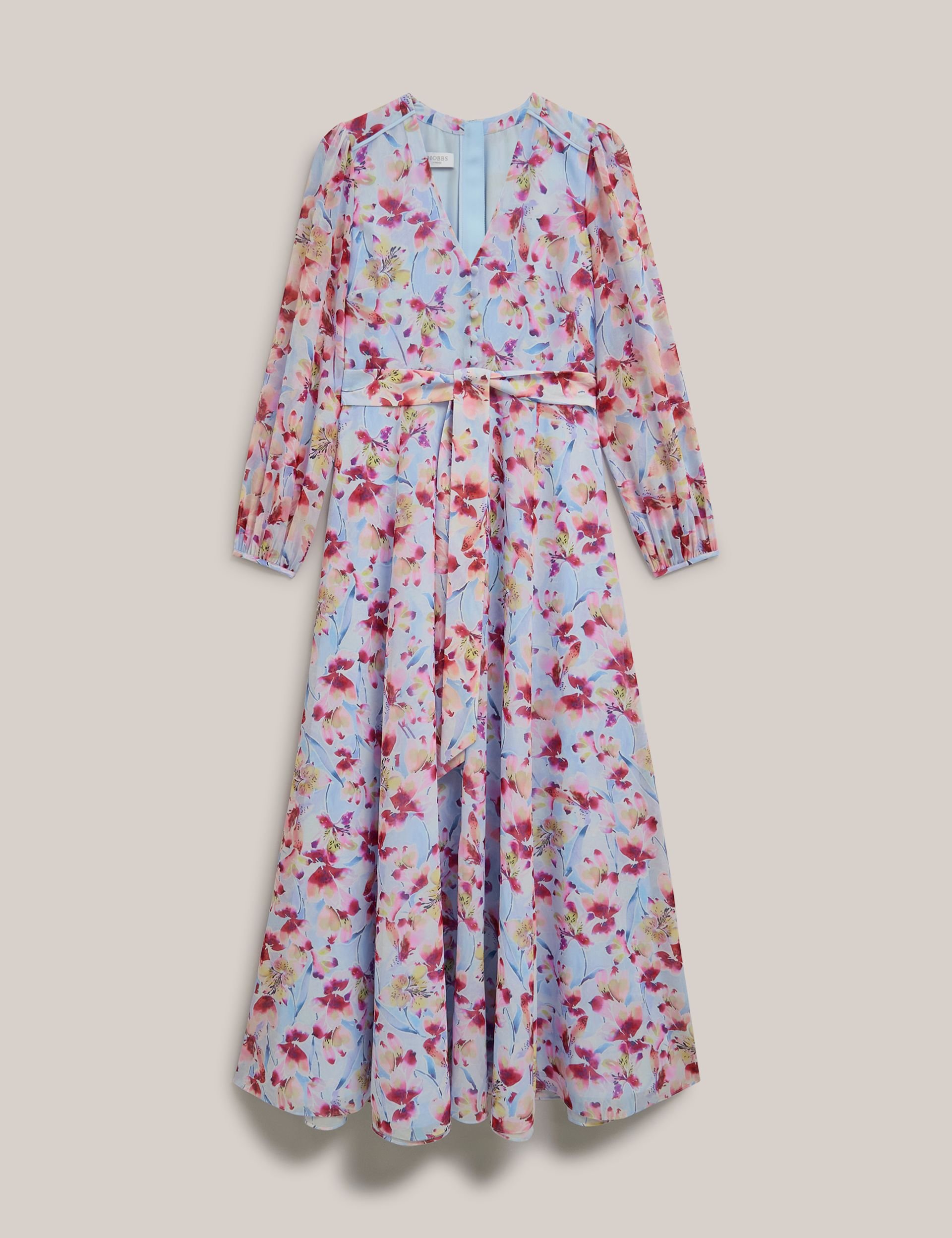 Hobbs London Hobbs London Women's Thea V-Neck Long Sleeve Maxi Dress in Baby Blue - 2