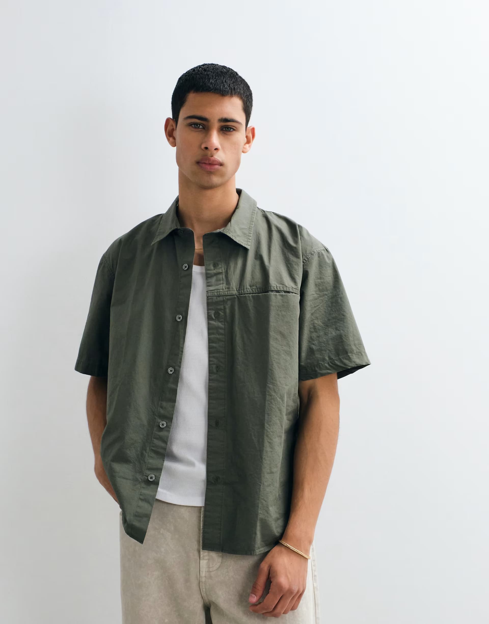 ASOS GAP short sleeve poplin shirt in khaki green