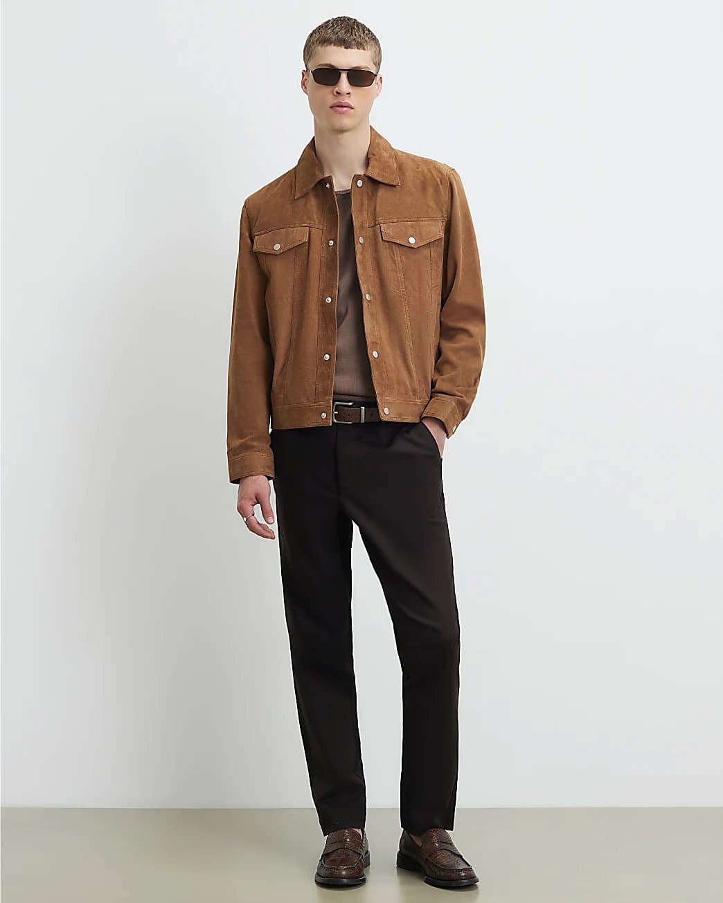 River Island Mens River Island Brown Slim Fit Stretch Chino Trousers