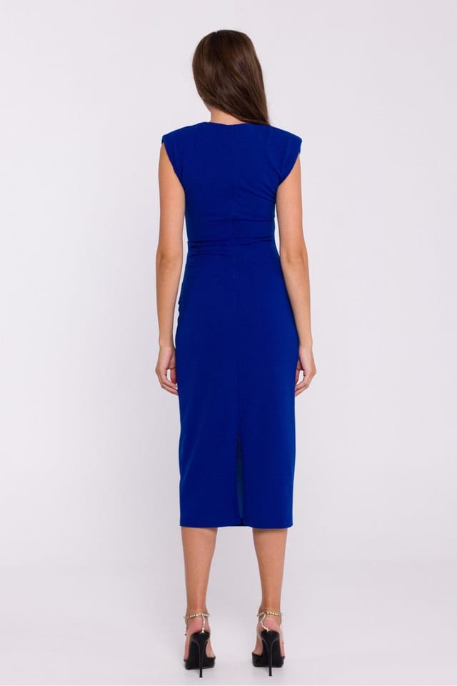 Love Lace Love Lace Women's Minimalist Stretch Knit Tube Midi Dress in Blue - 2