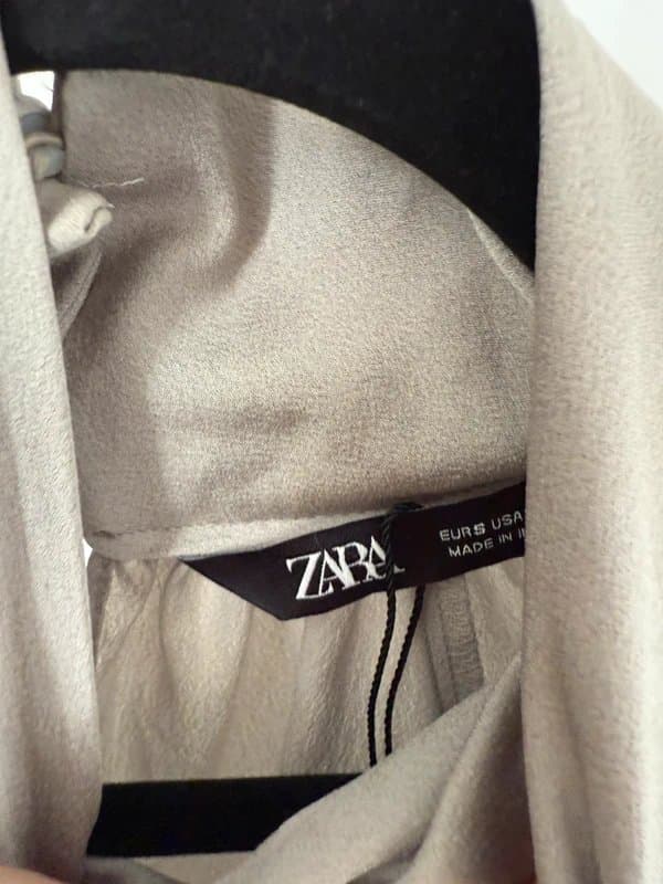 Zara Zara Green Satin High Silk Blouse UK S
