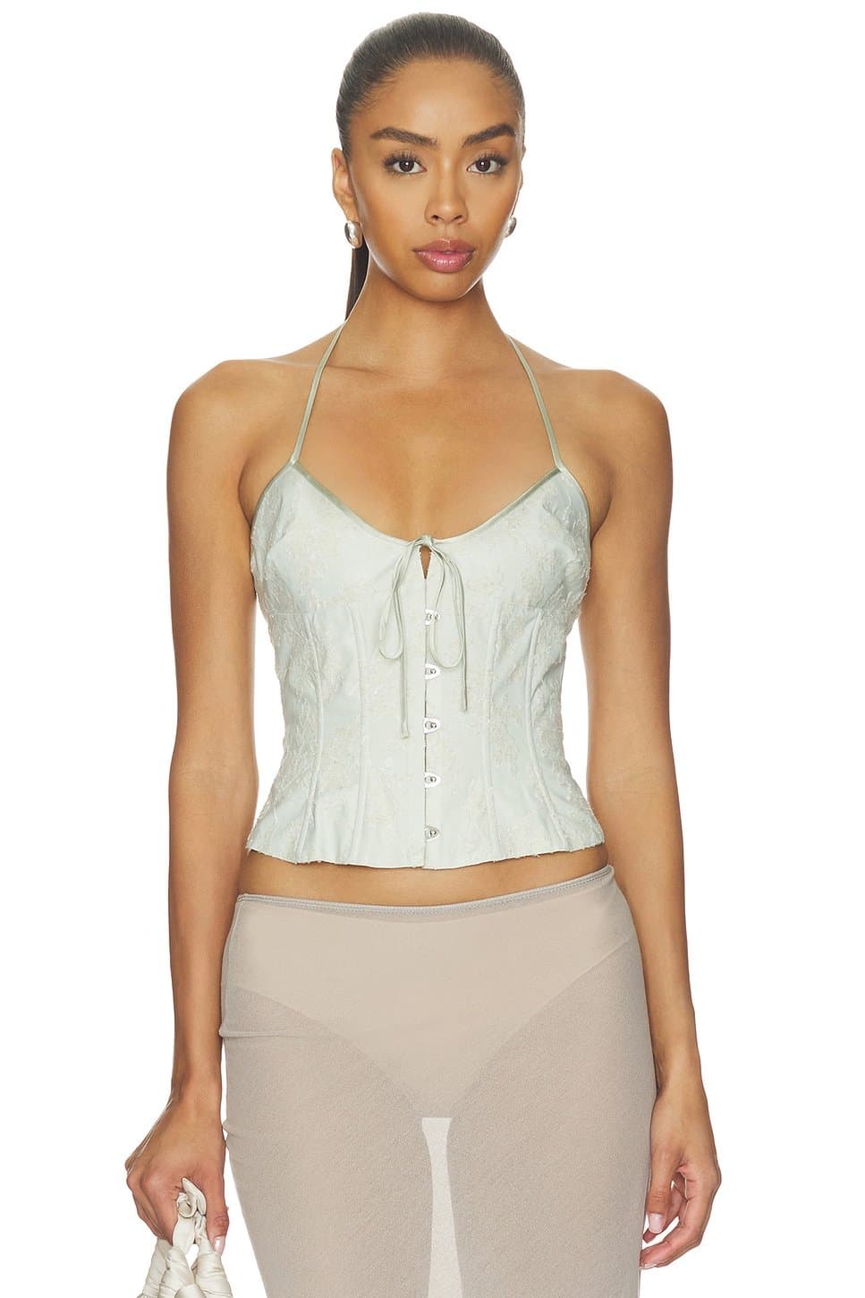 revolve Revolve Soft Sage Floral Lace Corset
