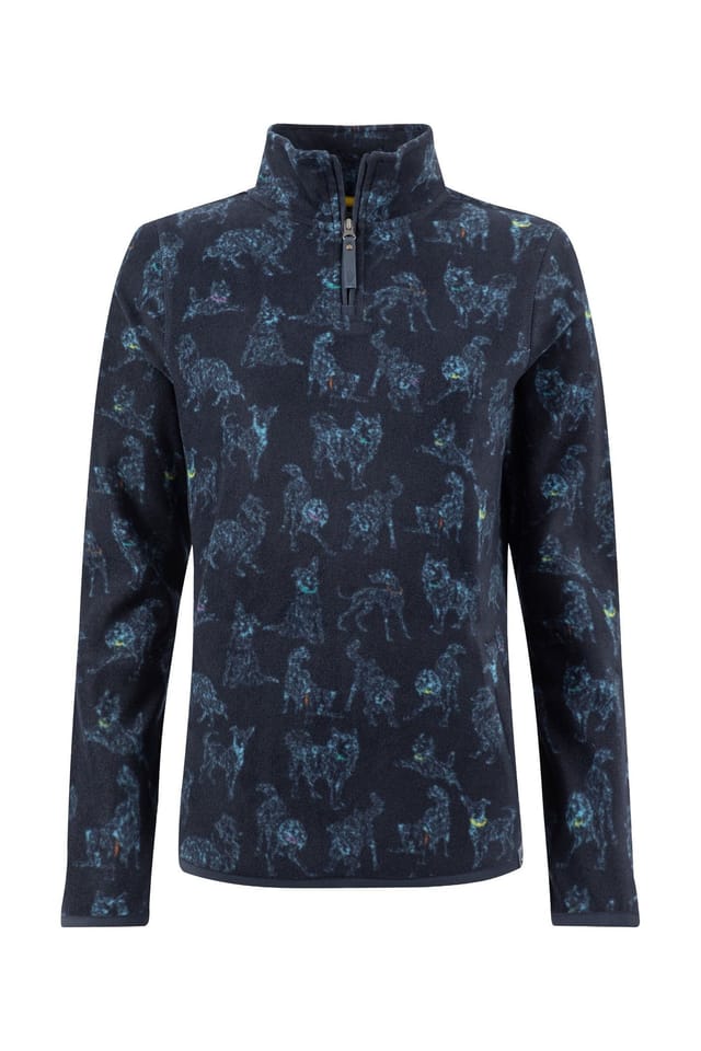 Weird Fish Weird Fish Women's Reena 1/4 Zip Printed Microfleece in Baby Blue - 2