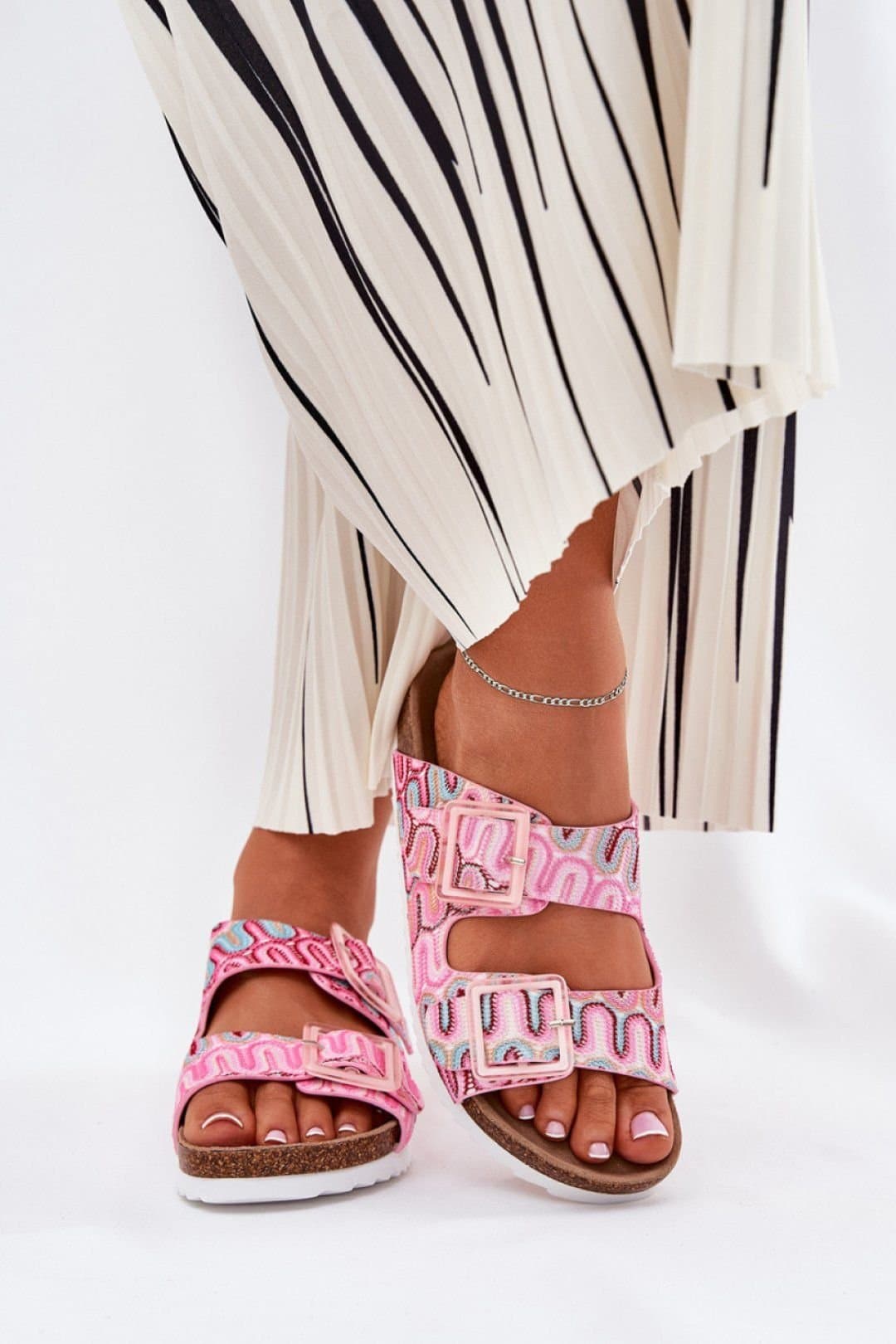 Love Lace Love Lace Pink Textile Flip Flops with Sequin Buckles