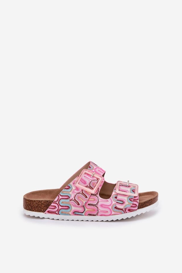 Love Lace Love Lace Women's Textile Flip Flops with Sequin Buckles on Cork Platform Suede in Pink - 2