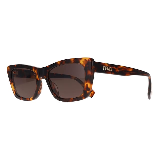 Fendi Fendi Women's Rectangle Dark Havana Green FE40185I Lettering in Brown - 2