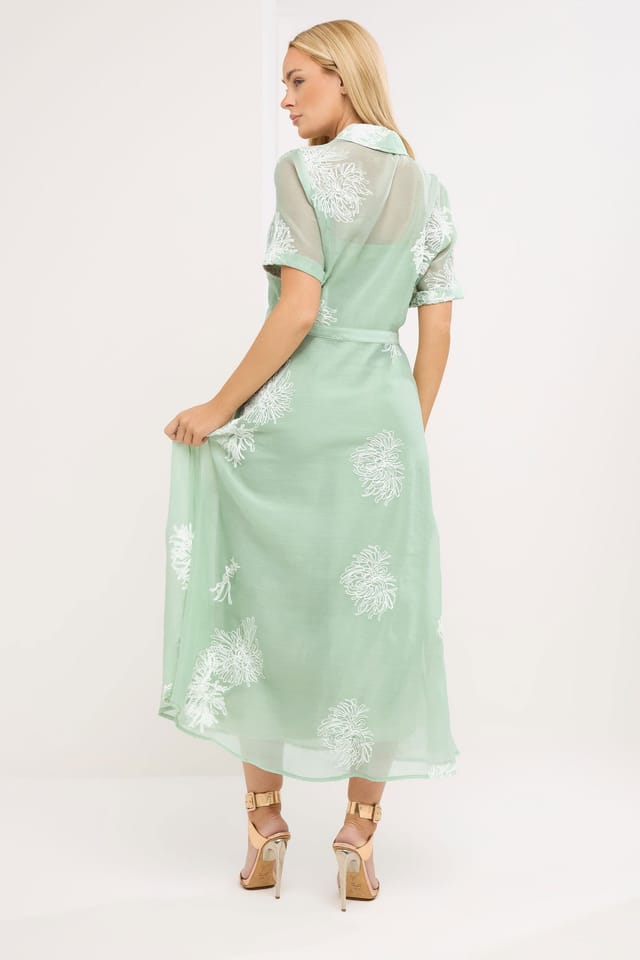 Star By Julien Macdonald Star by Julien Macdonald Women's Embroidered Shirt Dress in Green - 3