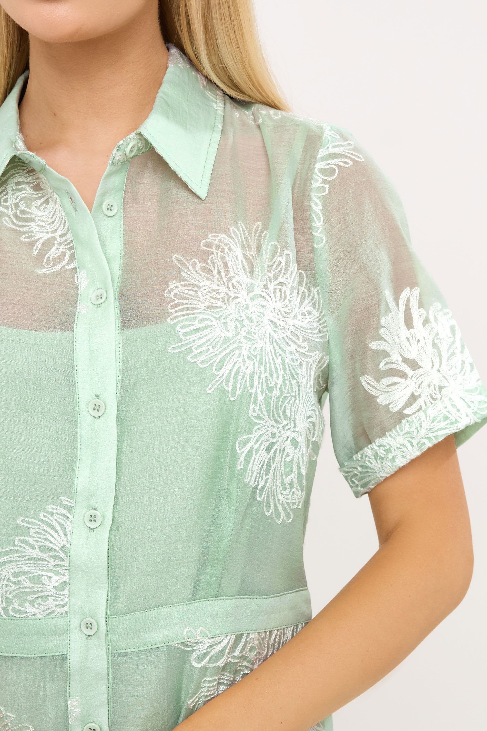Star By Julien Macdonald Star by Julien Macdonald Women's Embroidered Shirt Dress in Green - 4