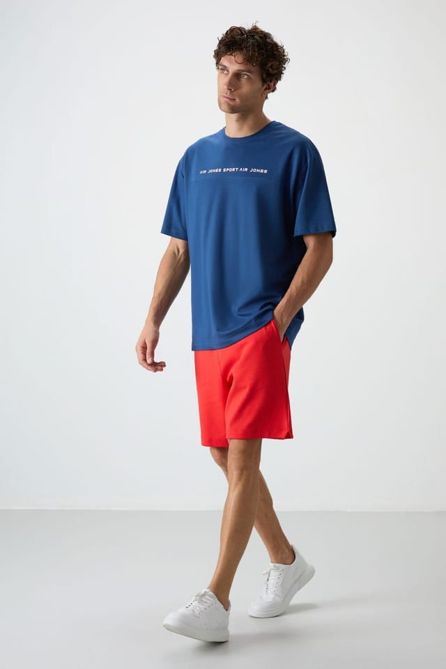 Tommy Life Tommy Life Men's Oversized Crew Neck Printed T-Shirt in Blue - 3