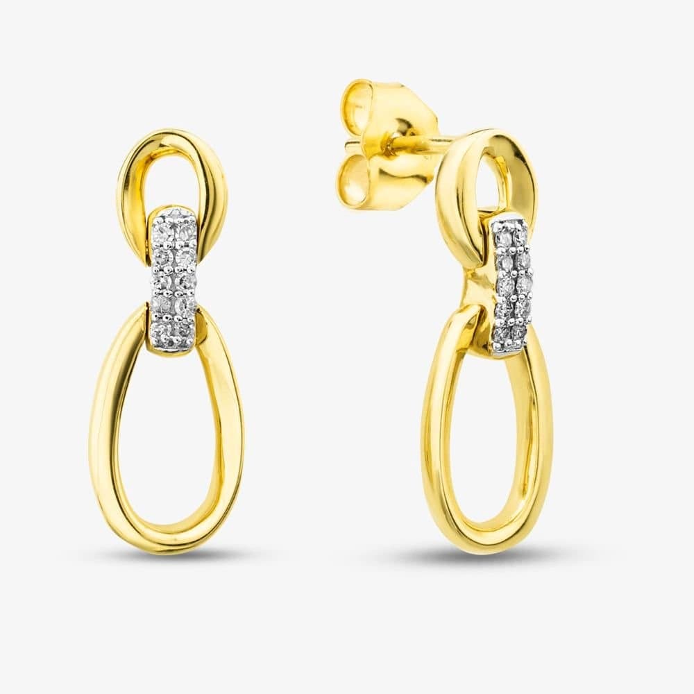 T.H.Baker T.H.Baker Women's 9ct Yellow Gold 0.08ct Set Diamond Linked Earrings THE44320-08NJ