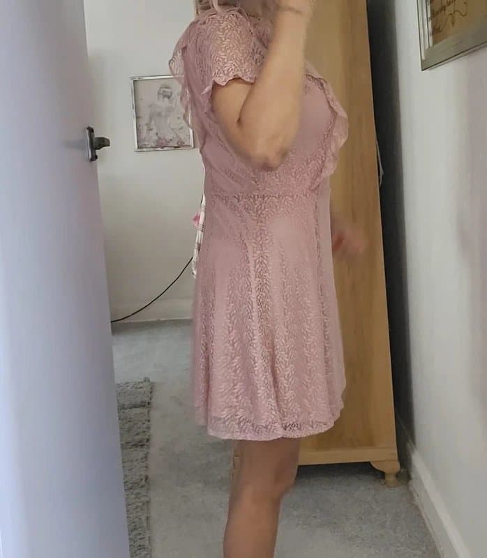 New Look Pink frill midi mini dress lace pink day dress summer baby doll skater dress new look 16