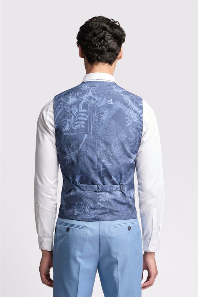 Ted Baker Ted Baker Men's Single Breasted Five Button Slim Fit Waistcoat in Baby Blue - 2