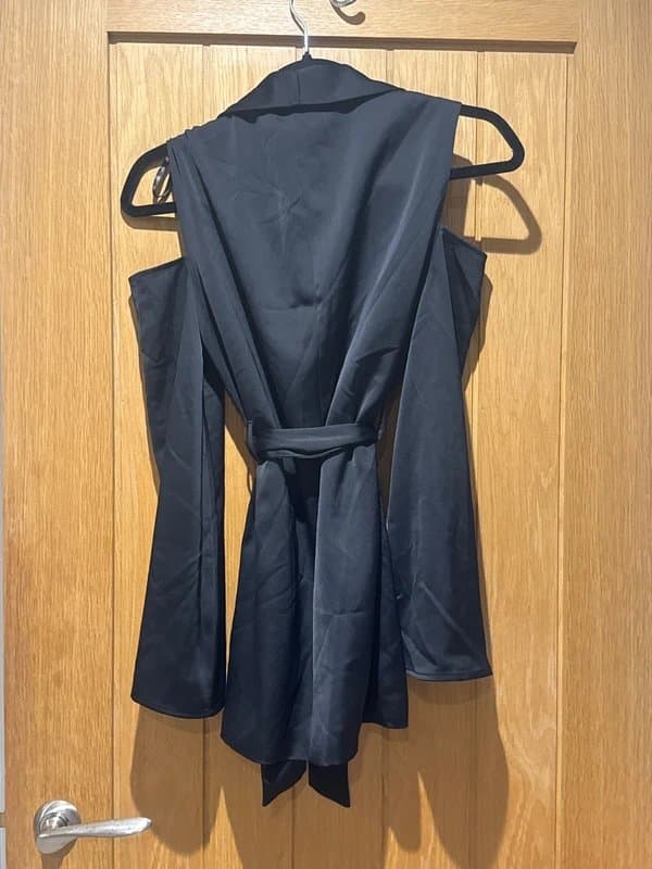 ASOS Silk cut out shoulders tie black blazer
