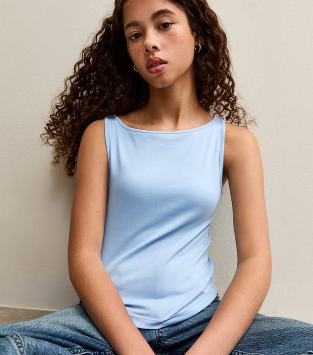 New Look Girls' Blue Stretch Cotton Tank Top New Look - 3