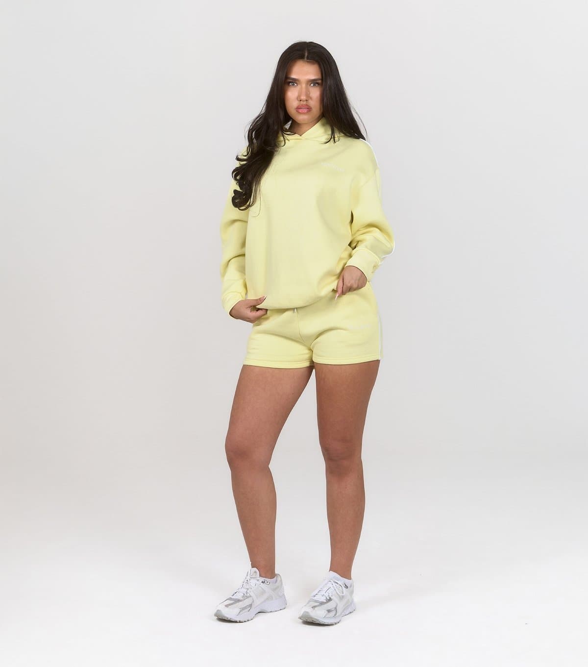 Peach Fit Women's Bright Yellow Sleeve Trim Heather Hoodie Peach Fit New Look