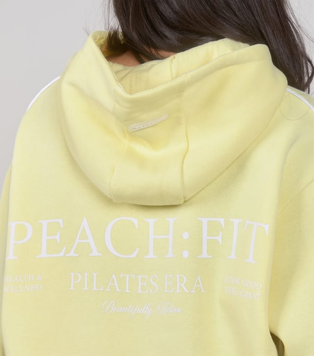 Peach Fit Women's Bright Yellow Sleeve Trim Heather Hoodie Peach Fit New Look - 3