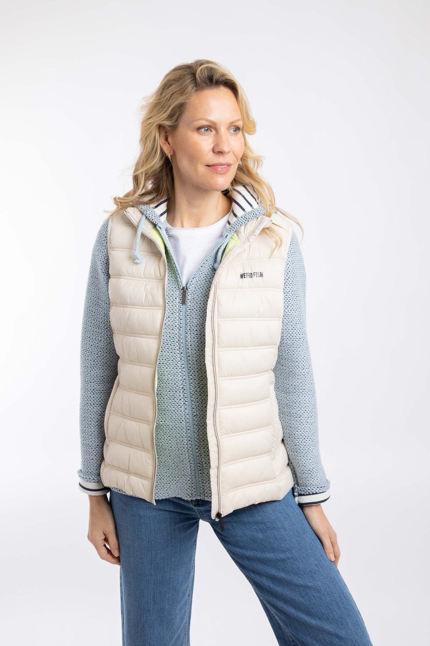 Weird Fish Weird Fish Women's Atissa Lightweight Padded Gilet in Cream - 4