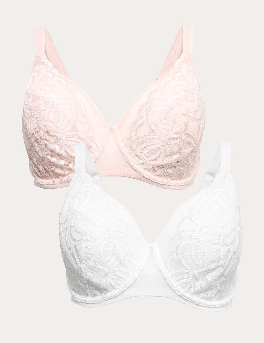 Marks & Spencer M&S 2 Pack Amelia Lace Natural Lift™ Full Cup Bras (F-H) Light Pink Mix