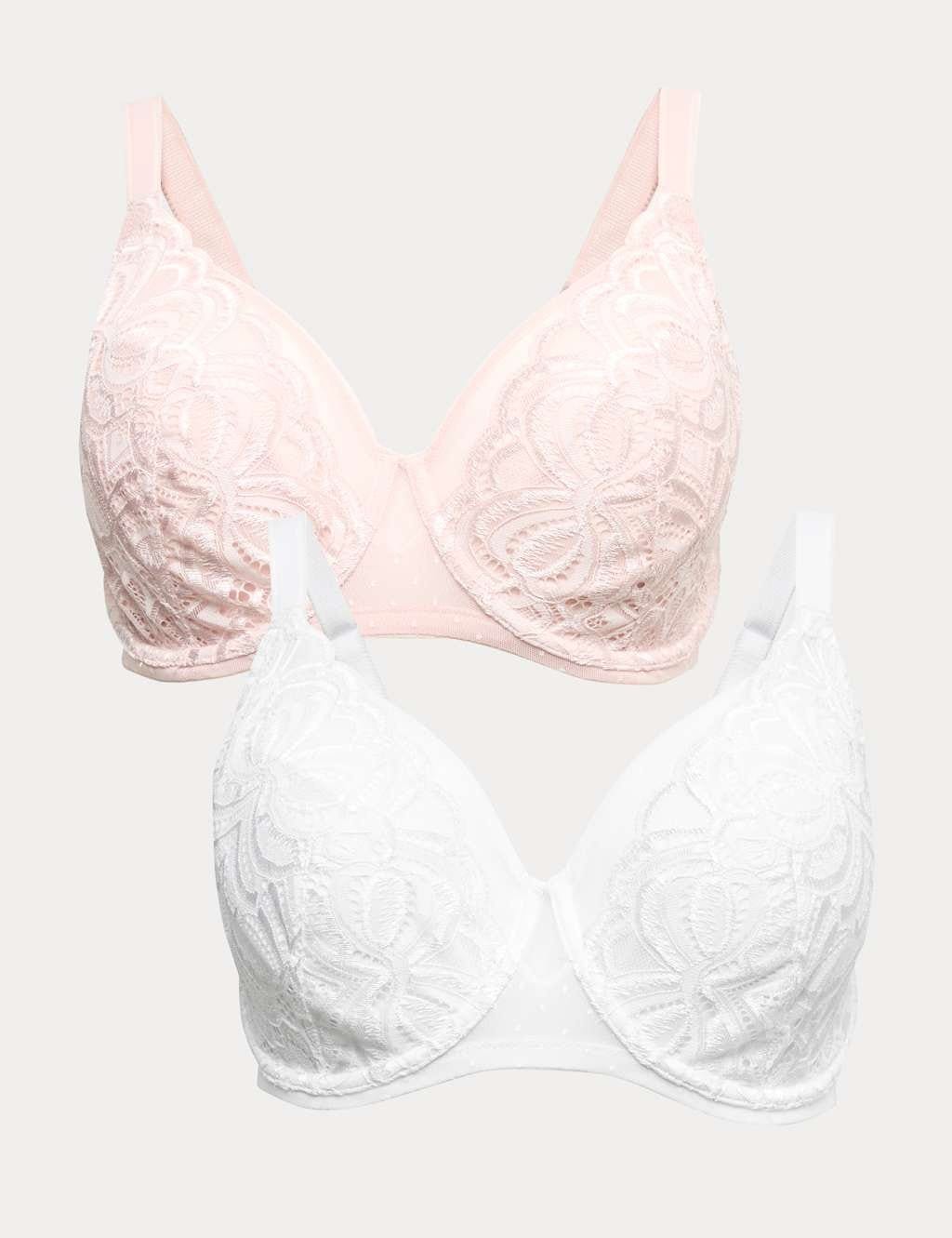 M&S 2 Pack Amelia Lace Natural Lift™ Full Cup Bras (F-H) Light