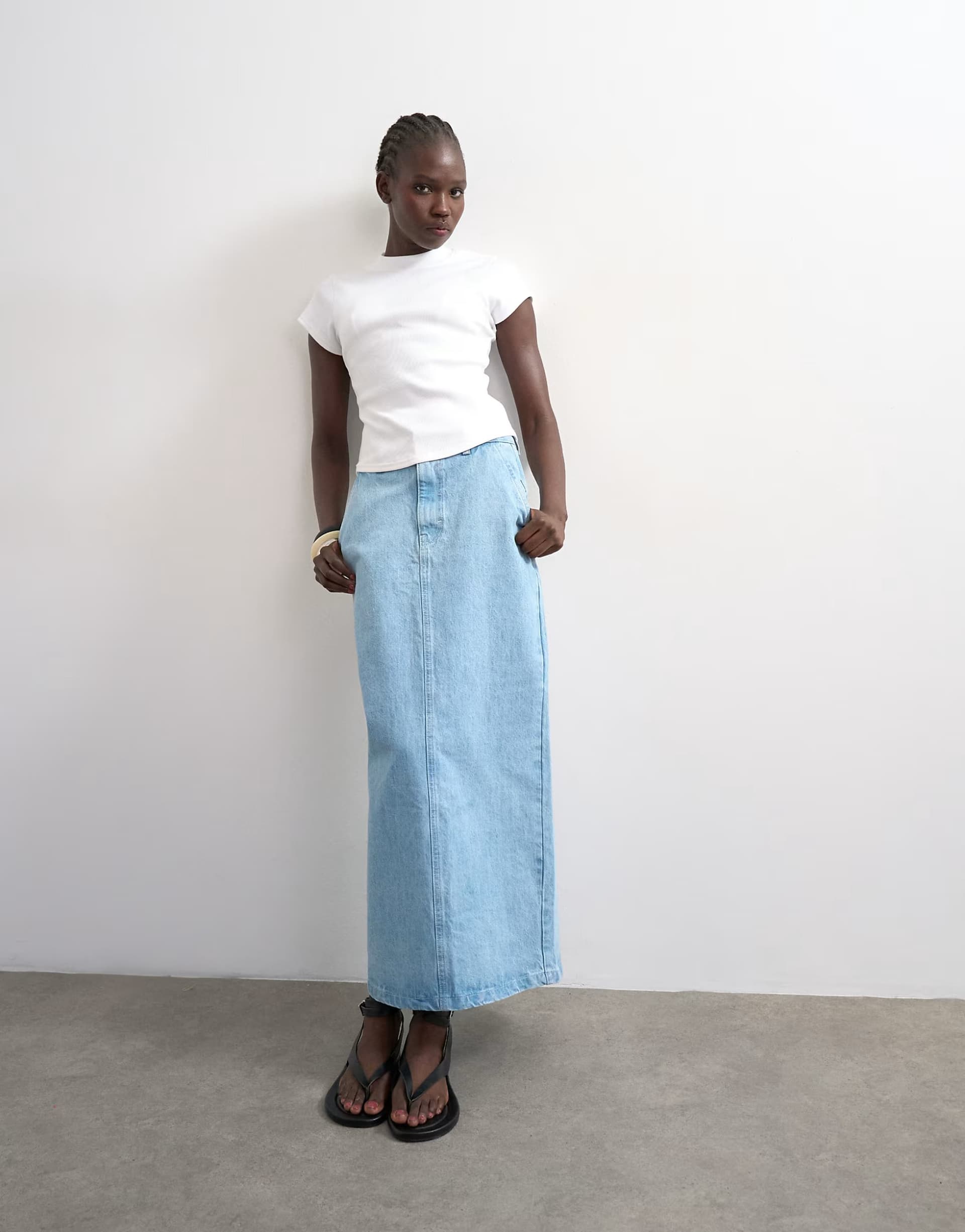 ASOS Topshop denim column skirt in bleach