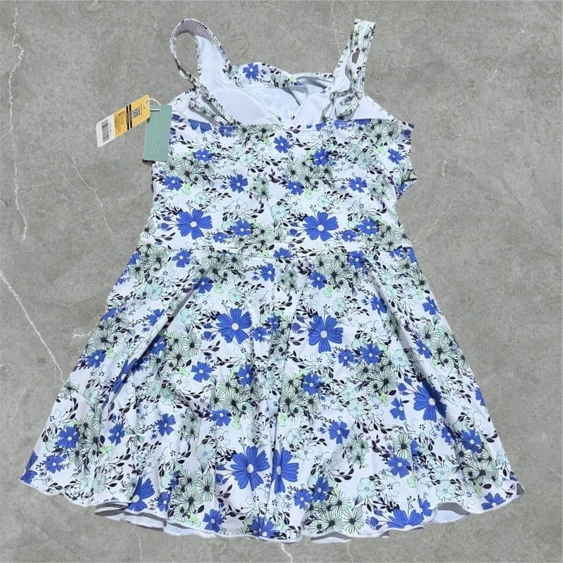 SHEKINI swim dress swimsuit floral tummy control uk 14 shekini one piece skirted new