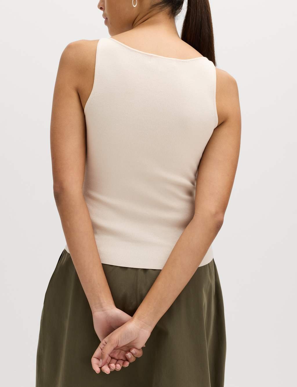 Marks & Spencer M&S Crew Neck Slim Fit Knitted Vest Vanilla - 4