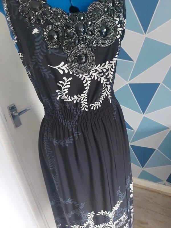 Select Size 14 - Select - Long Summer Dress - Y2K - Black White Grey