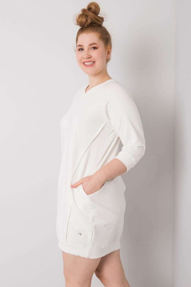 Love Lace Love Lace Women's Plus Size Ecru Dress With Pockets 3/4 in White - 3