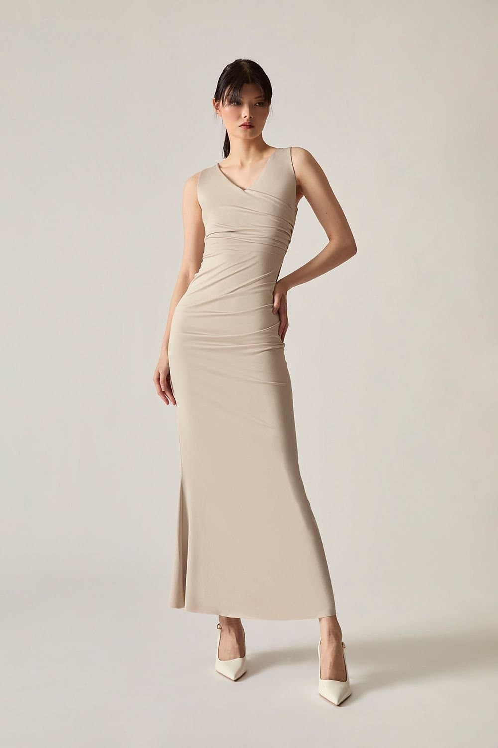 James Lakeland James Lakeland Women's Cream V-Neck Maxi Dress