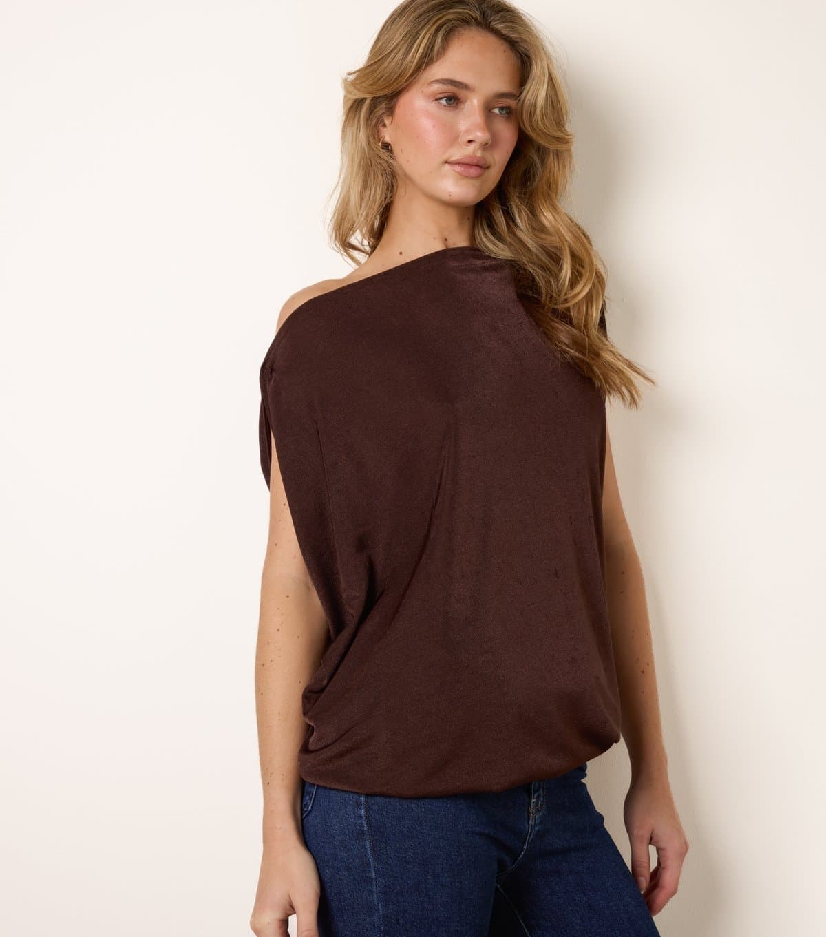 Blue Vanilla Women's Dark Brown Oversized Tunic Top Blue Vanilla New Look