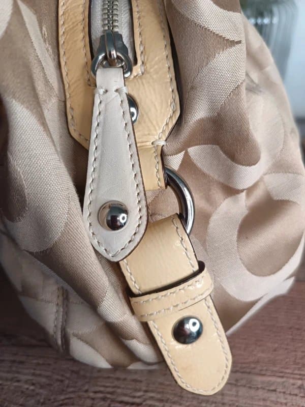 Coach Coach Vintage Y2k Beige and White Madison Op Art Satin Signature Hobo Shoulder Bag Handbag