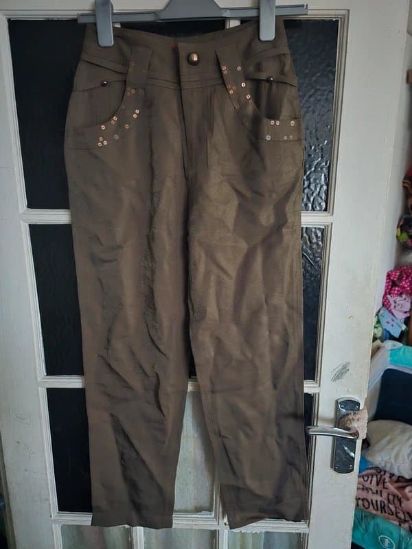 No Label NWOT Brown Sequin Trousers size S