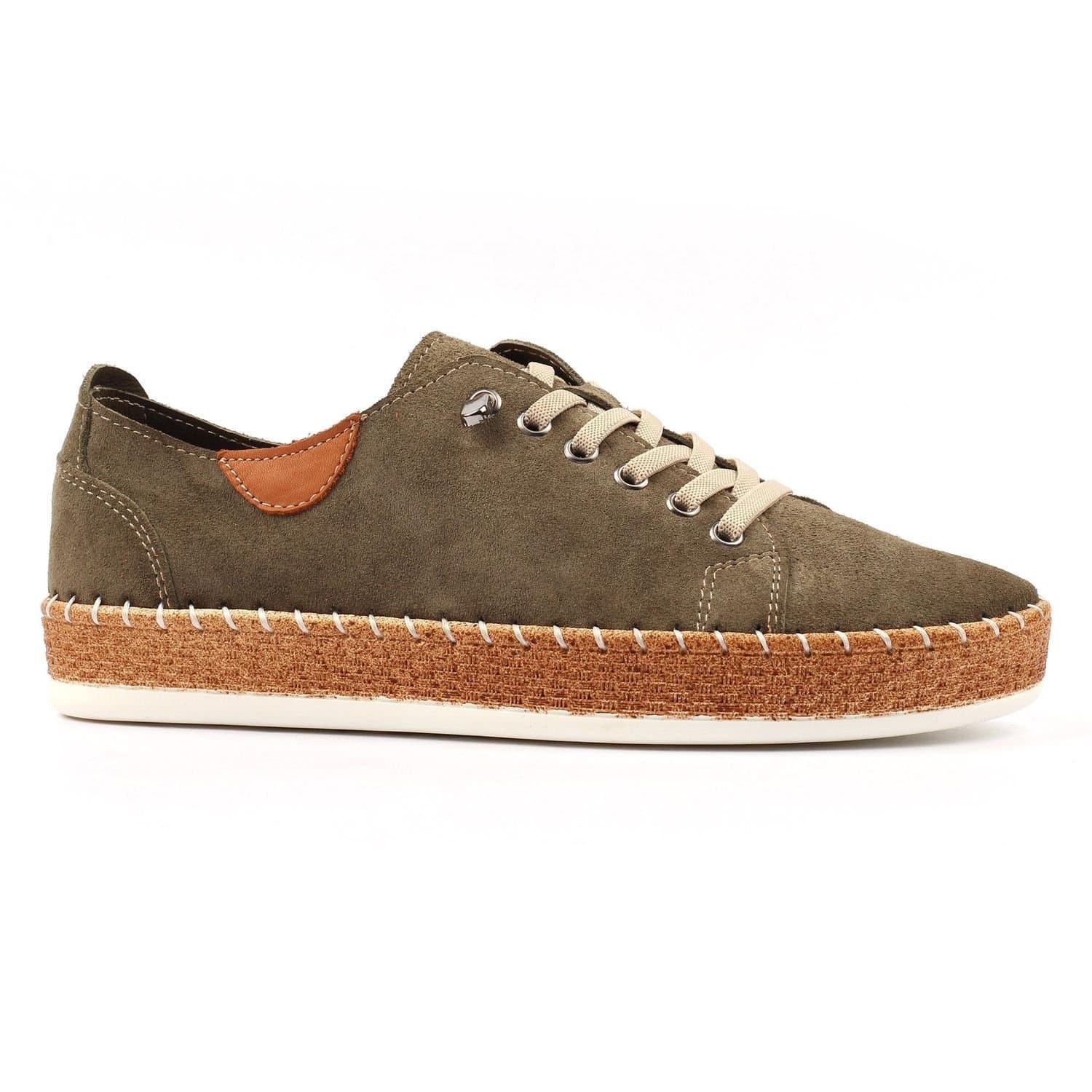 Lunar Lunar Women's Maddison II Suede Plimsolls in Khaki
