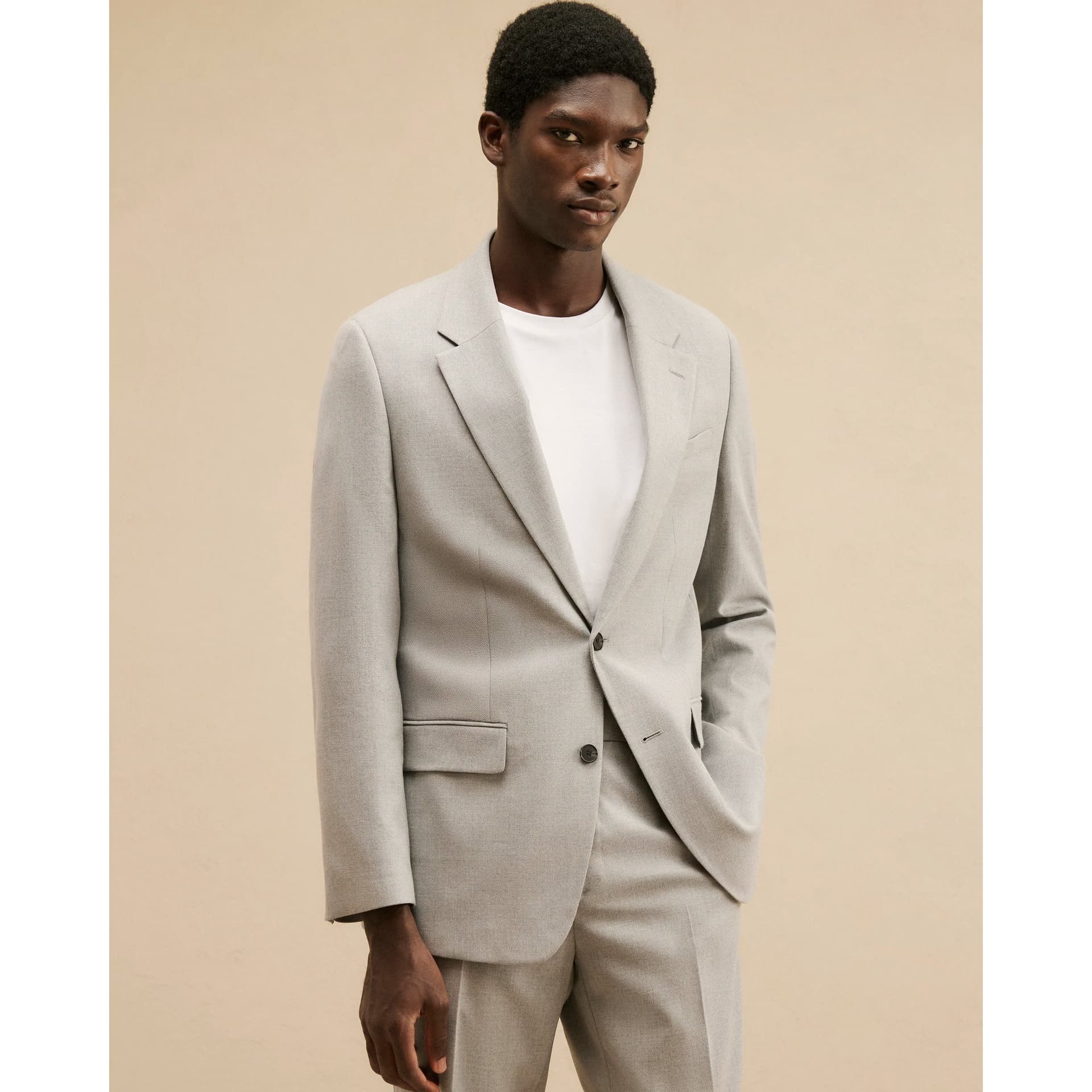 River Island Mens River Island Grey Regular Fit Texture Suit Jacket
