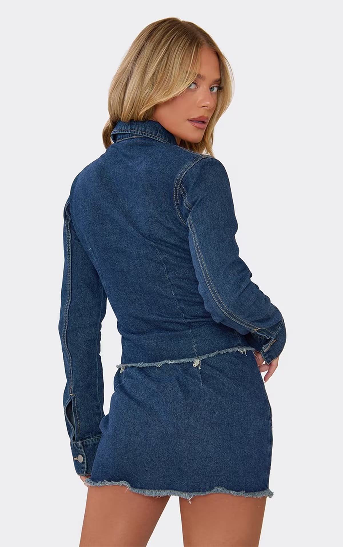 EGO Blue Denim Oversized Pocket Detail Mini Skirt